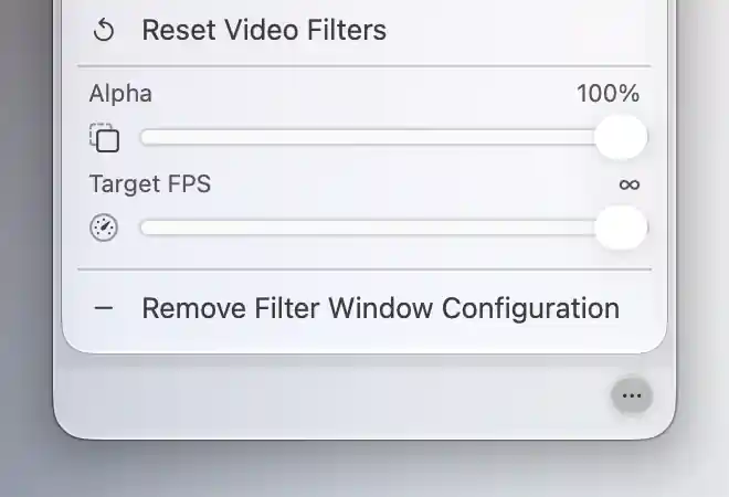 Alpha and Target FPS at the bottom of the capture-based filter-window menu