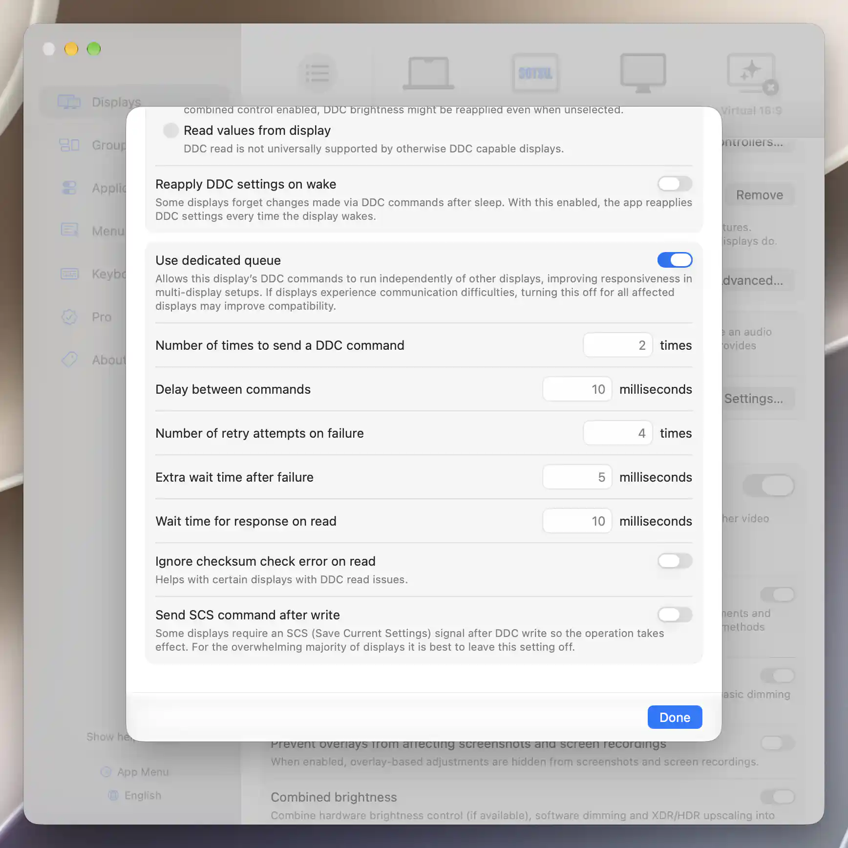 DDC dedicated queue, communication timings, checksum and SCS compatibility controls
