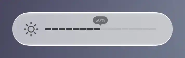 Rounded brightness OSD with segmented bar and current percentage