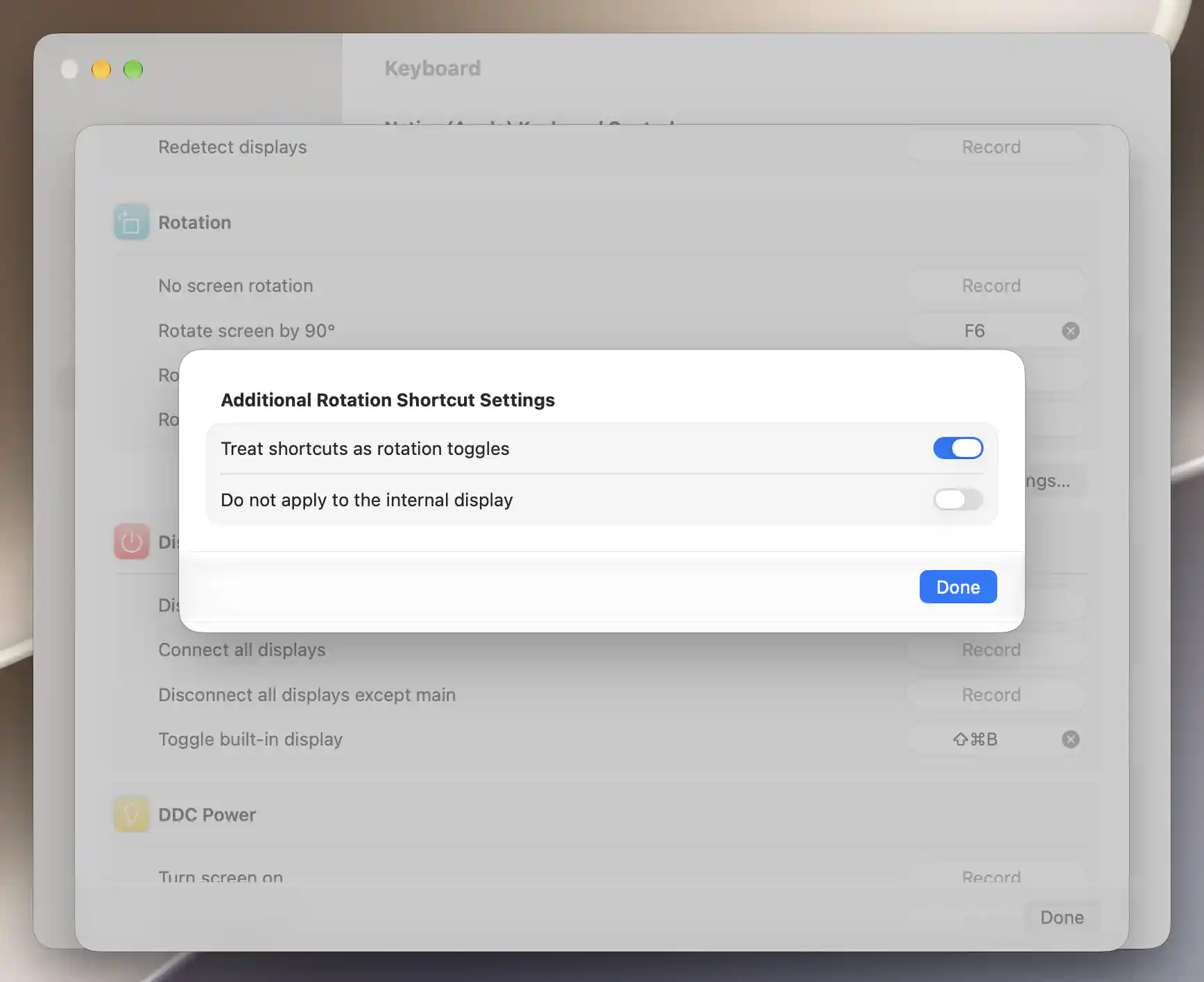 Additional Rotation Shortcut Settings with both switches