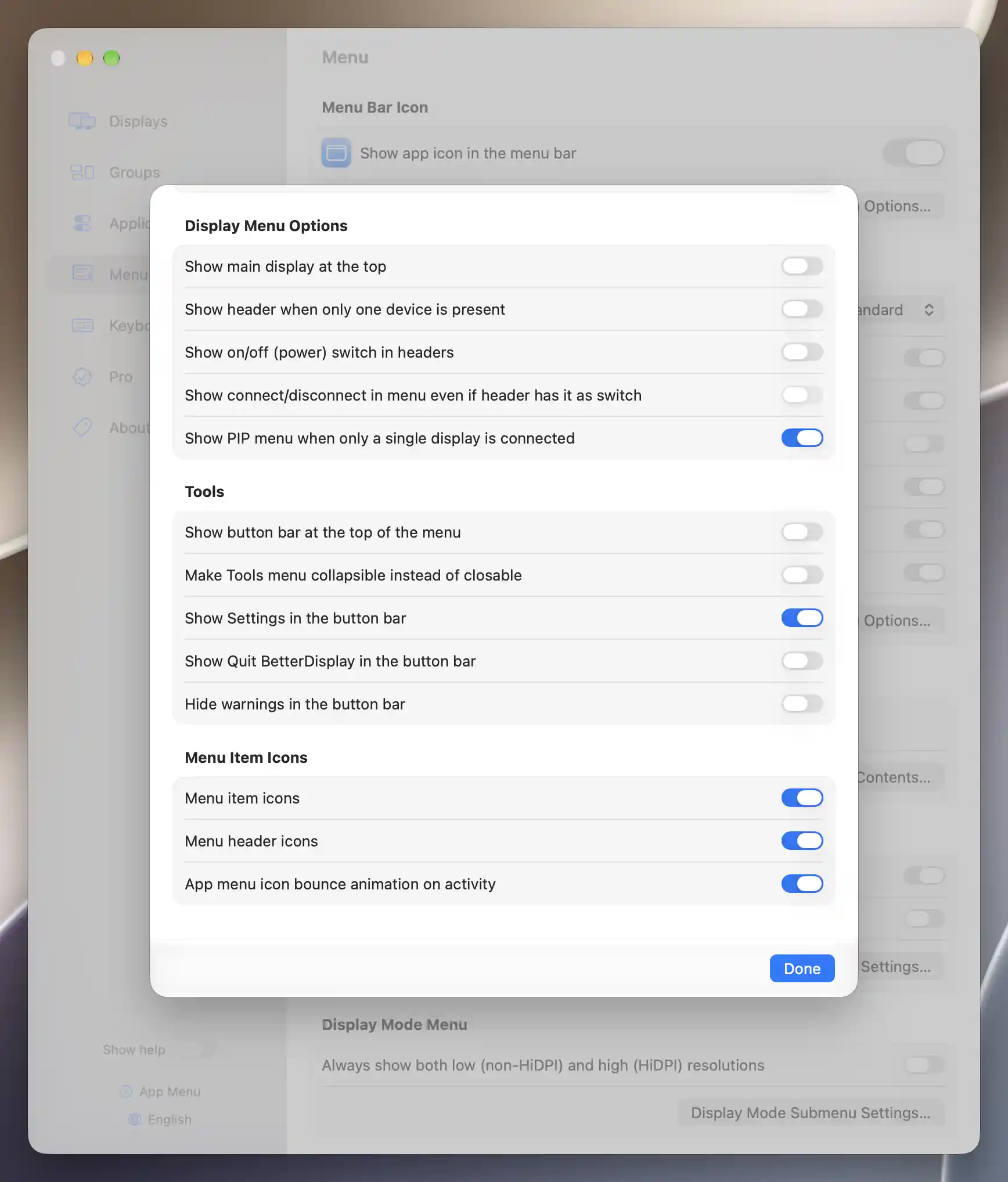 Redundant connection action disabled when header switches are off