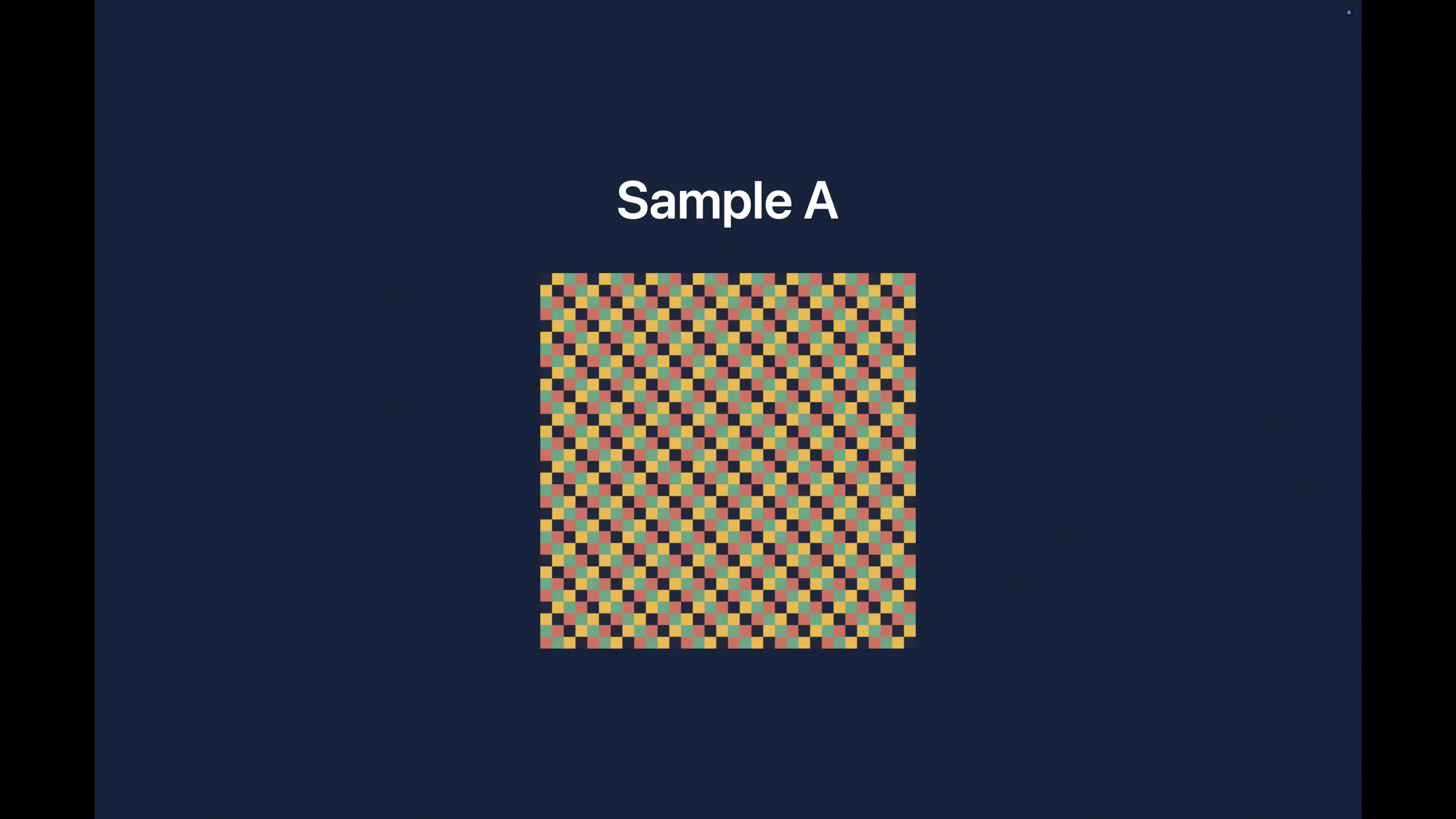 The physical Studio Display XDR retains Sample A while the Built-in source has advanced to Sample B.